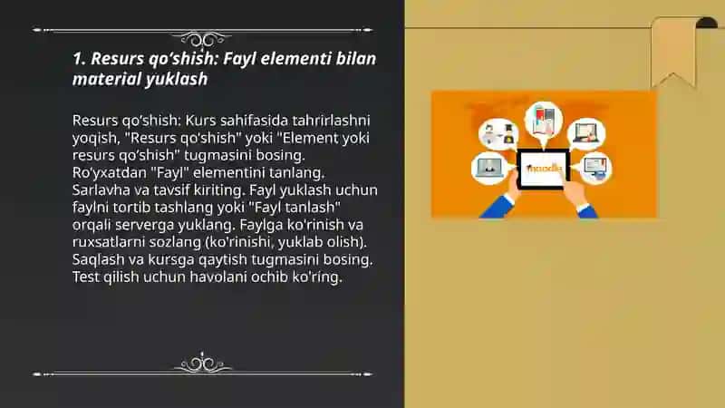Moodle tizimida oʻquv materiallarini joylashtirish 3