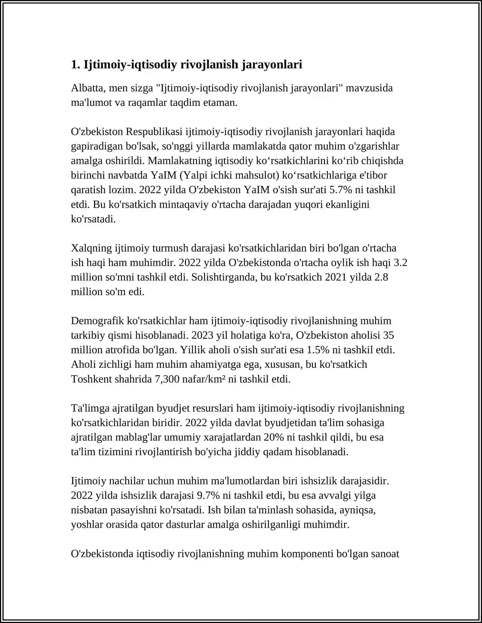IQTISODIYOTNI MODERNIZATSIYALASH SHAROITIDA TURLI VA TUGRI JAVOBNI AYT 3