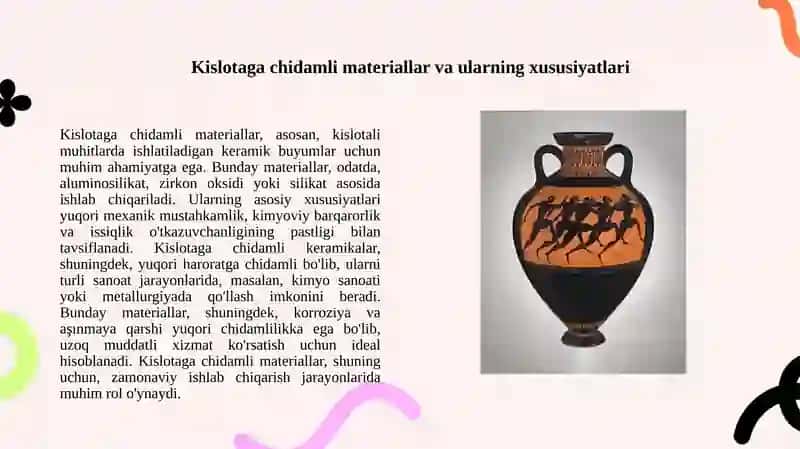 Kislotaga chidamli keramik buyumlarni ishlab chiqarish 3