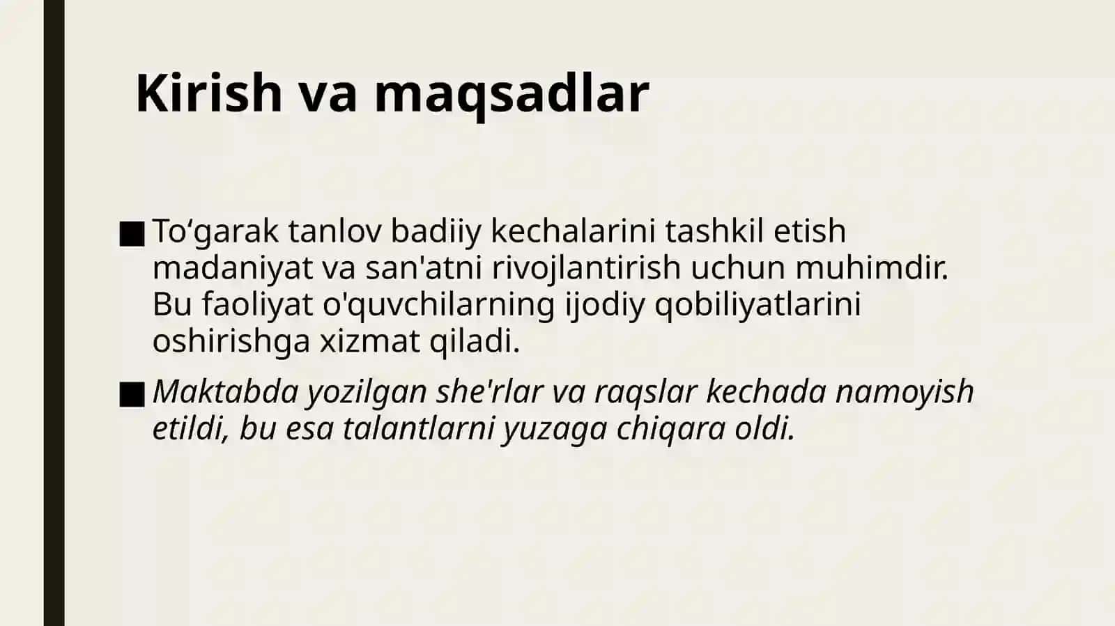 Toʻgarak tanlov badiiy kechalar tashkil etish 3