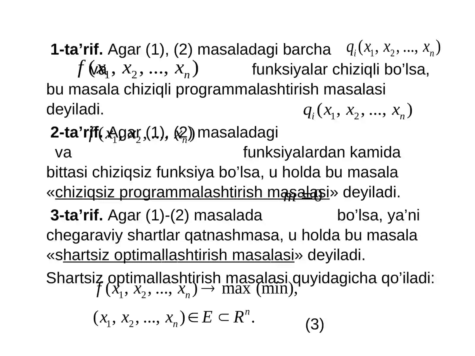 24-mavzu. Chiziqsiz programmalashtirish masalasi 3