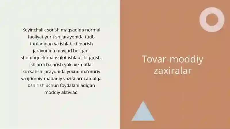 Tovar-moddiy zaxiralarning mohiyati, tarkibi va ular hisobining vazifalari 3