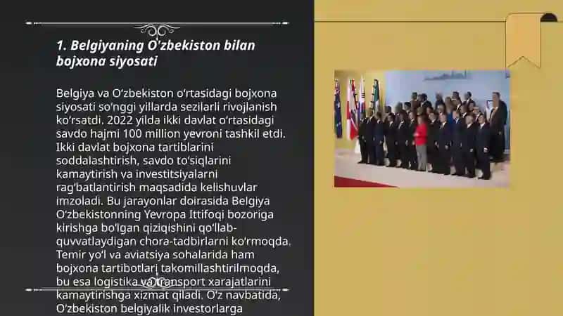Belgiya bojxona siyosati Oʻzbekiston bilan tashqi iqtisodiy aloqalari tahlili 3