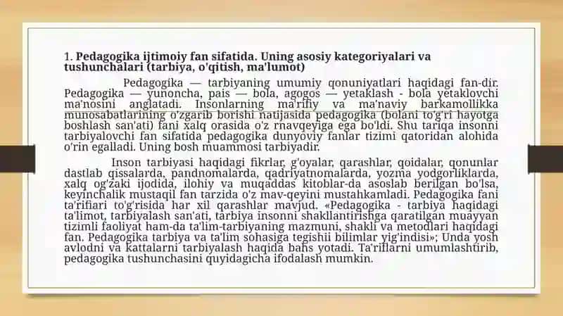 PEDAGOGIKA FAN SIFATIDA. PEDAGOGIK-TADQIQOT METODLARI 3