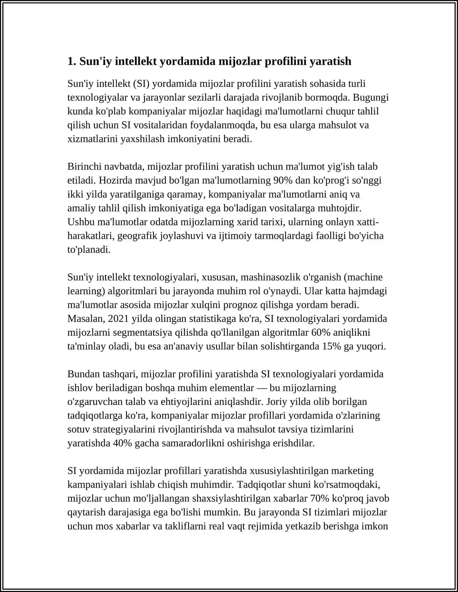 RAQAMLI BANK HIZMATLARINI SHAXSIYLASHTIRISH VA OPERATSIYALARNI AVTOMATLASHTIRISHNI YAXSHILASH UCHUN SUNIY INTELEKTDAN FOYDALANISH 3