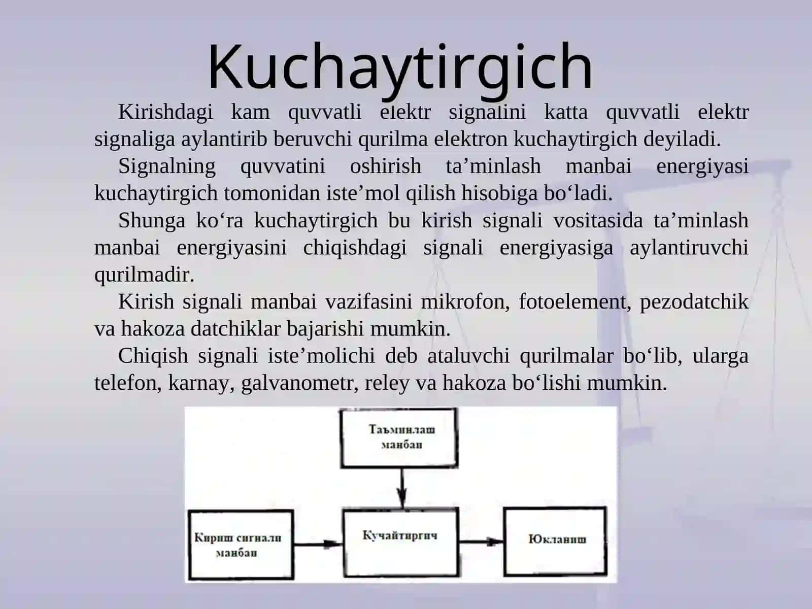 Kuchaytirgichlarning asosiy ko’rsatgichlari.14-mavzu 3