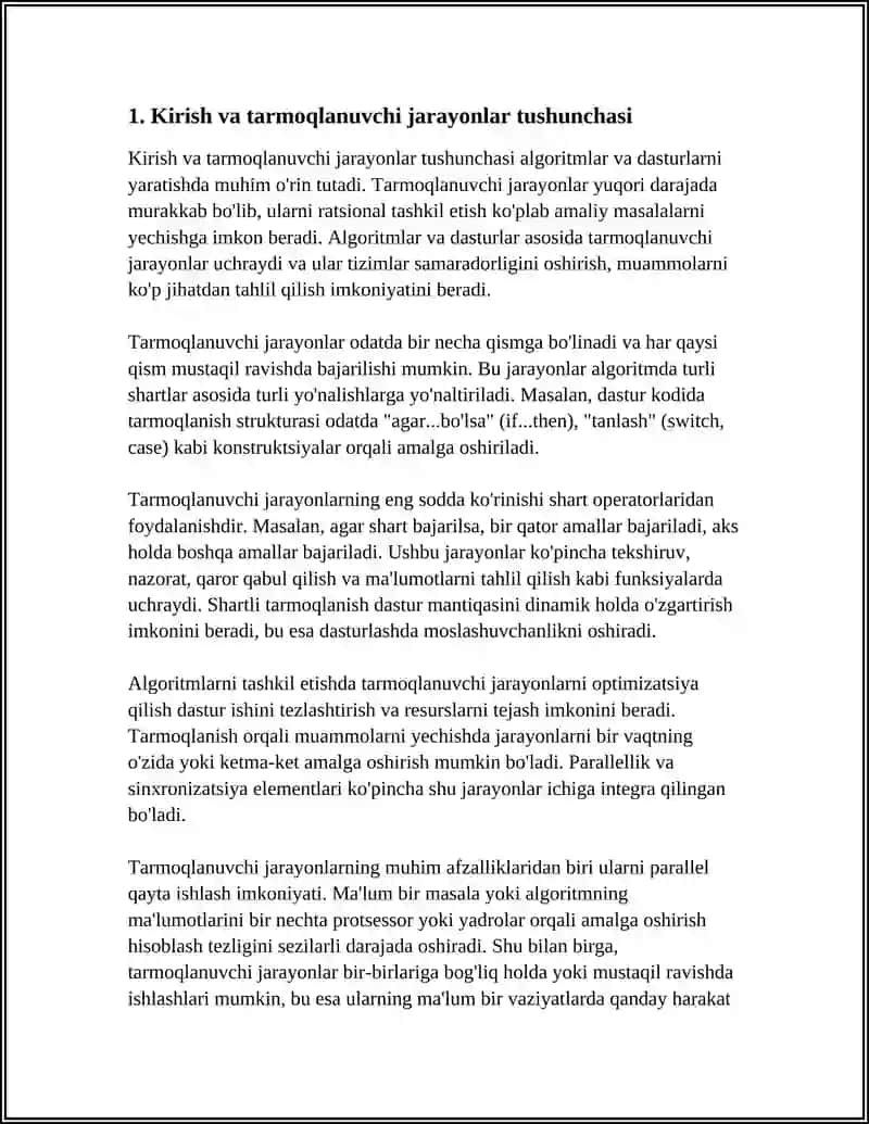Tarmoqlanuvchi jarayonlarni tashkil etish (algoritm va dastur) 3