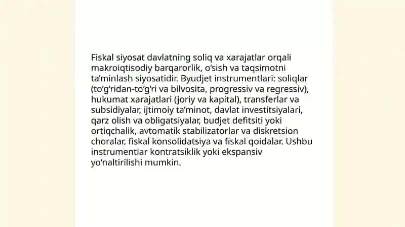 Iqtisodiy siyosatning dastak va vositalari 3