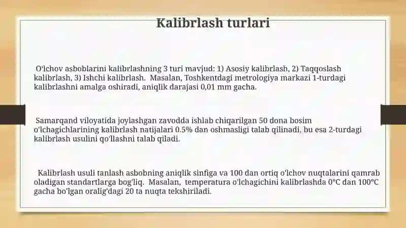 O'lchash vositalarini kalibrlash 3
