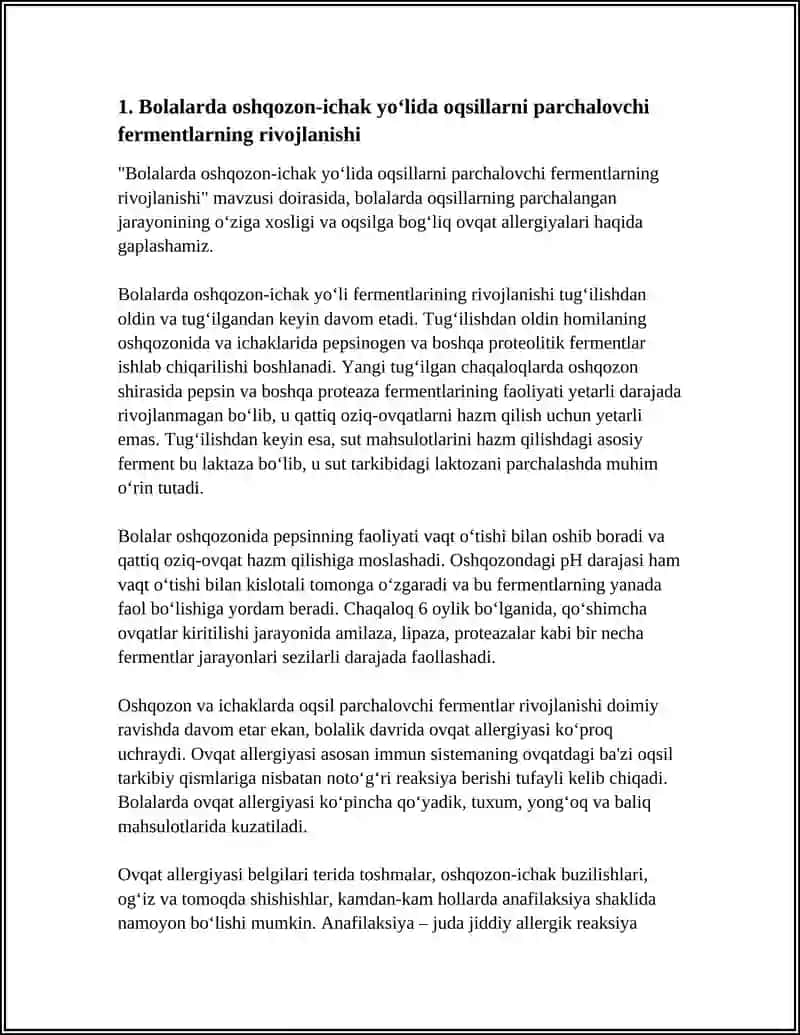 Bolalarda Oqsillar Parchalanishining Oziga Xosligi 3