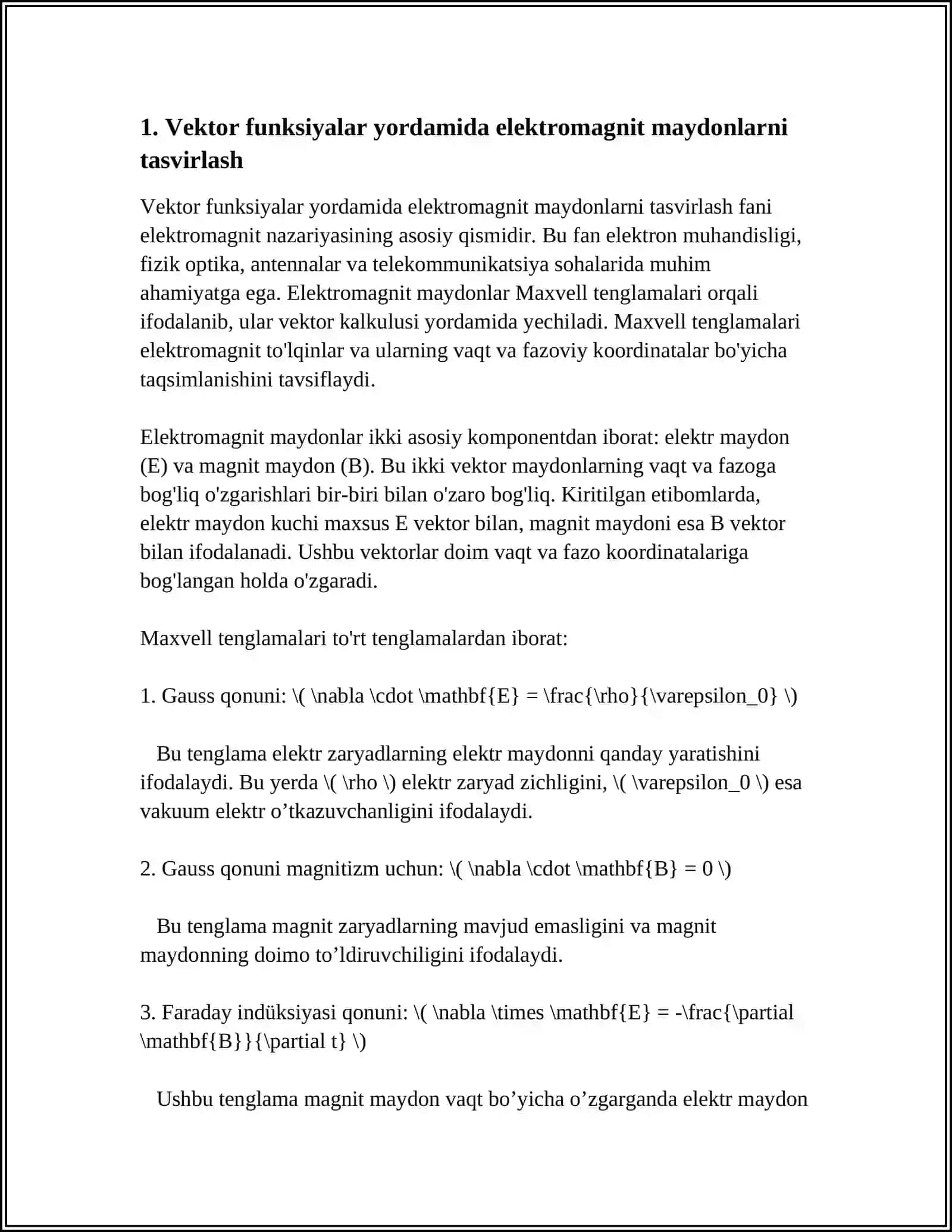VECTORFUNKSIYALARNING FIZIKADAGI TATBIQLARI 3