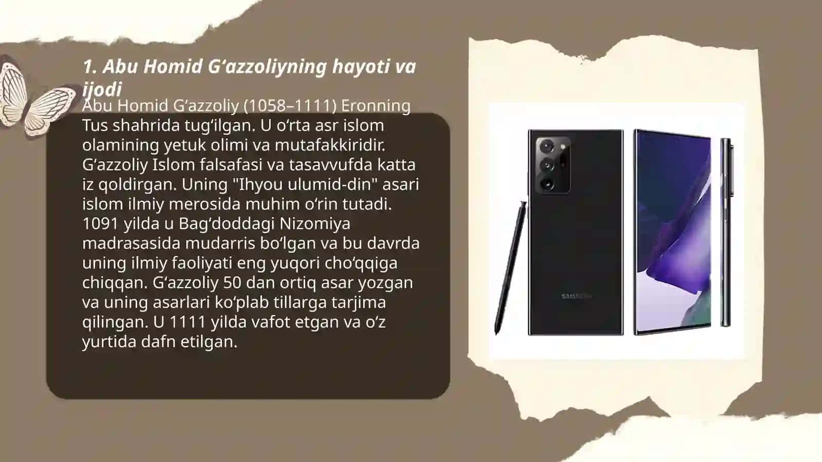 Abu Homid Gʻazzoliyning mukoshafatul qulub asari boʻyicha taqdimot tayyorlash 3