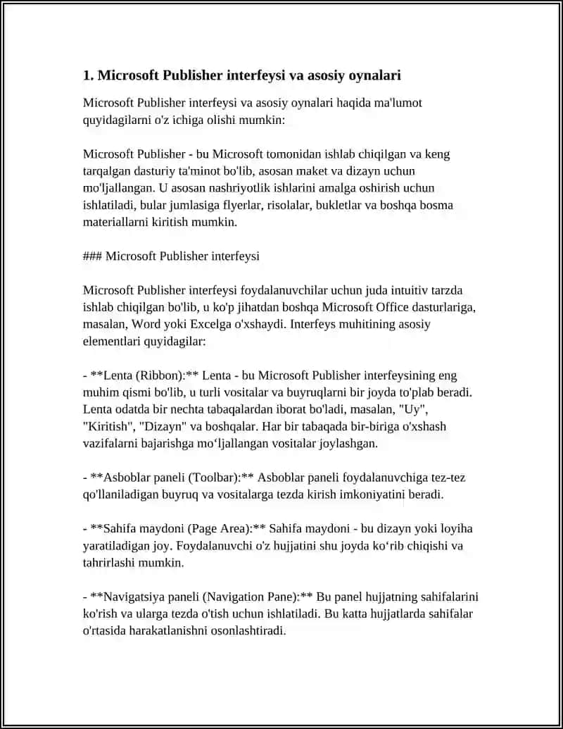 MICROSOFT PUBLISHER OYNALARI VA IMKONIYATLARI BILAN TANISHISH 3
