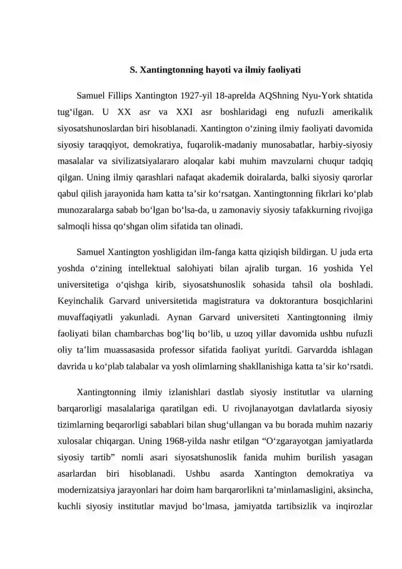 S. Xantingtonning “Sivilizatsiyalar to‘qnashuvi” 3