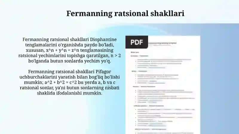 Fermalarning ratsional shakllarini tanlash. Arka oʻqining ratsional shakli 3