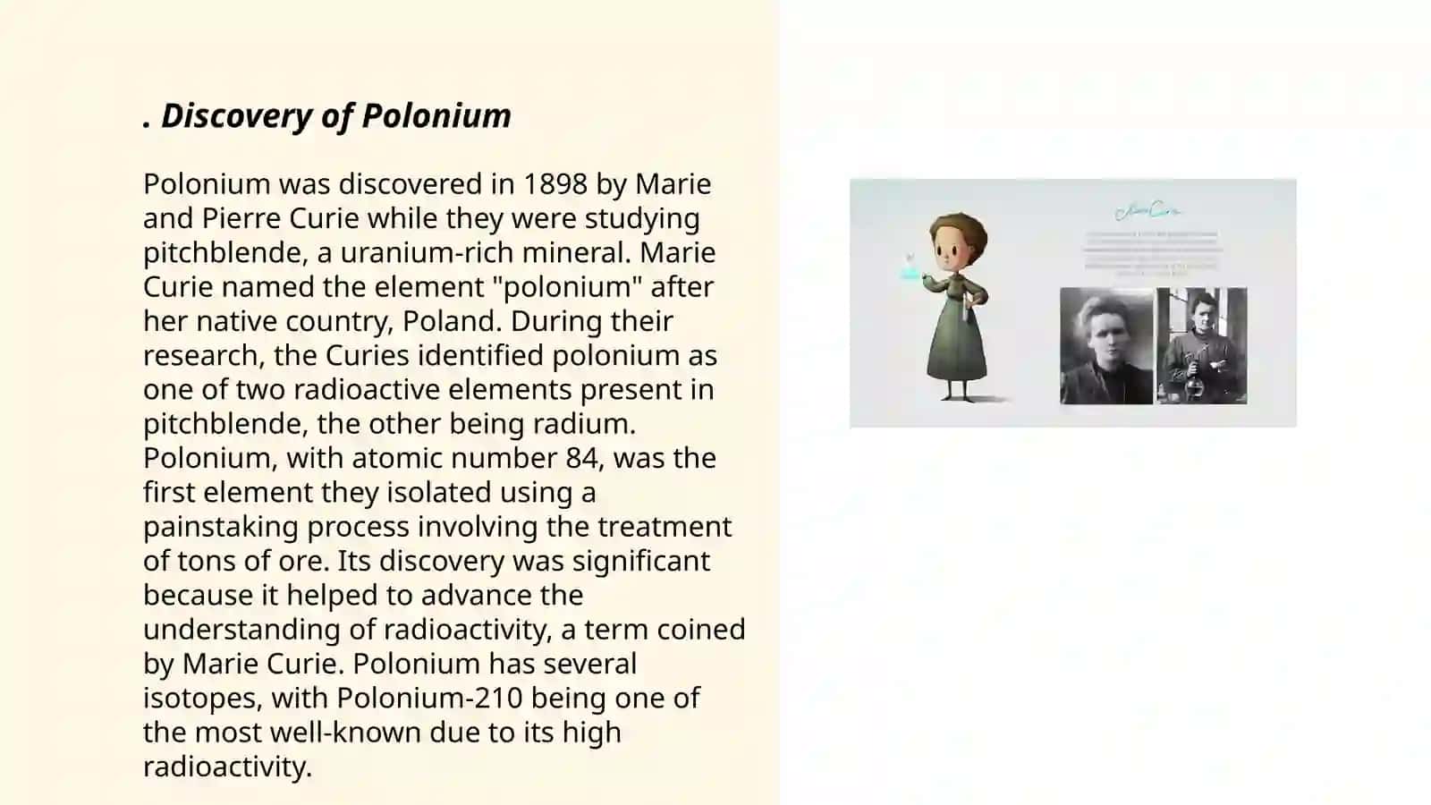 Polonium Discovery by Marie Curie 3