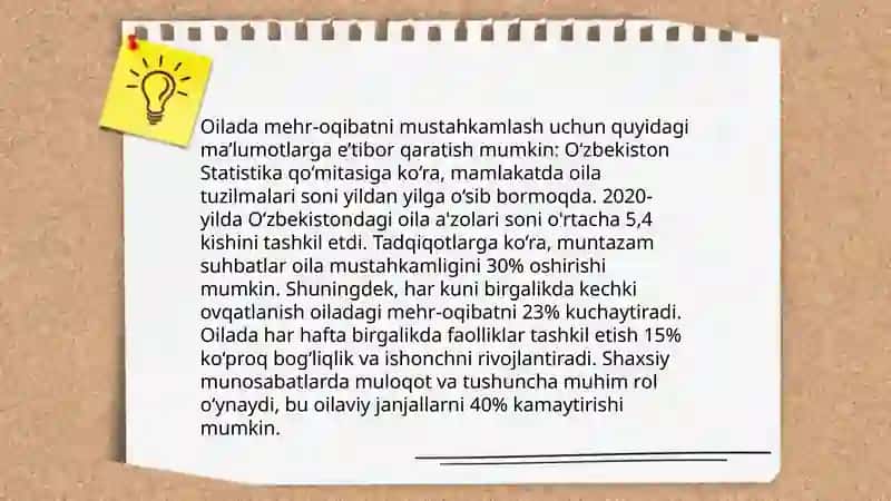 Oilaviy tarbiyaning mazmun mohiyati. Kundalik va maishiy odatlar. 3