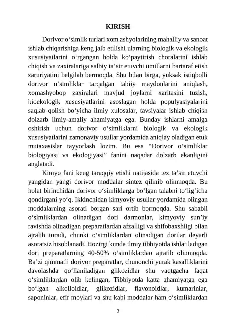 Dorivor o‘simliklar biologiyasi va ekologiyasi (Darslik) 3