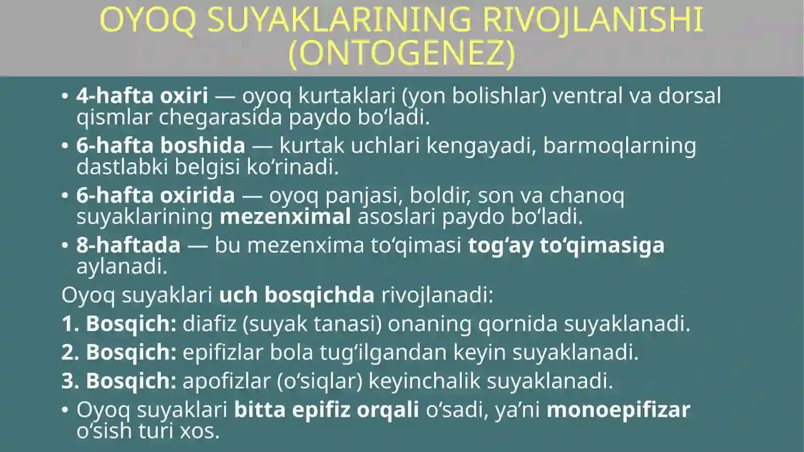 OYOQ SUYAKLARI 3