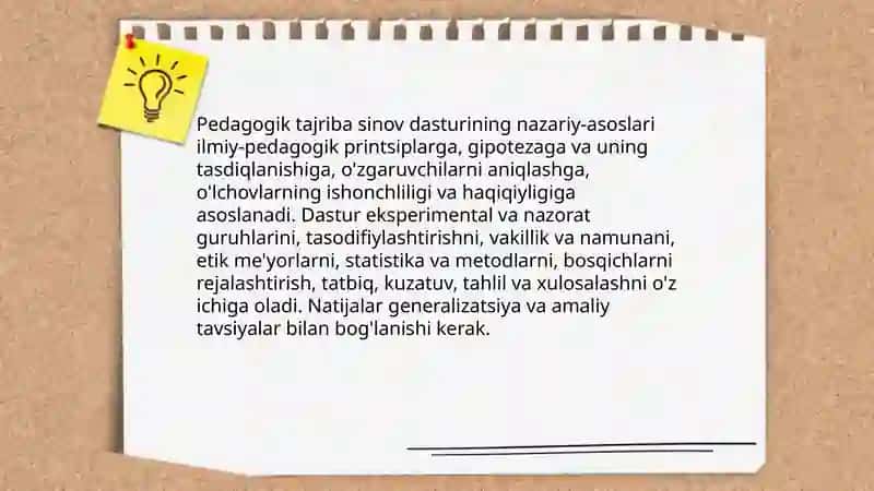 Pedagogik tajriba sinov ishlari dasturini ishlab chiqish metodikasi 3