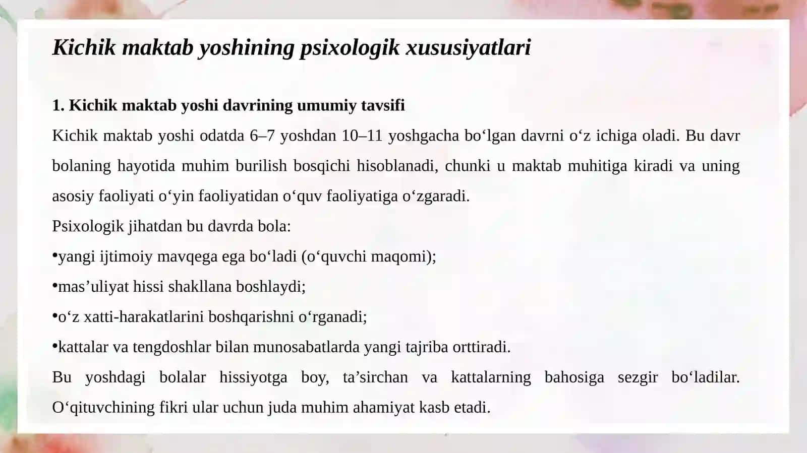 Kichik maktab yoshidagi o'quvchilarda motivatsiya va o'quv faoliyatini shakllantirish 3