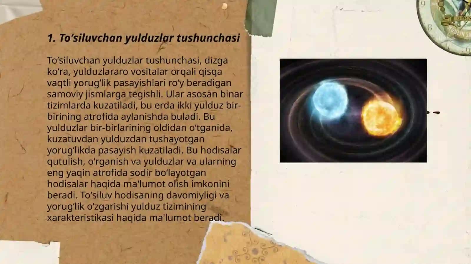 Toʻsiluvchan yulduzlarning klassifikatsiyasi va tezligi 3