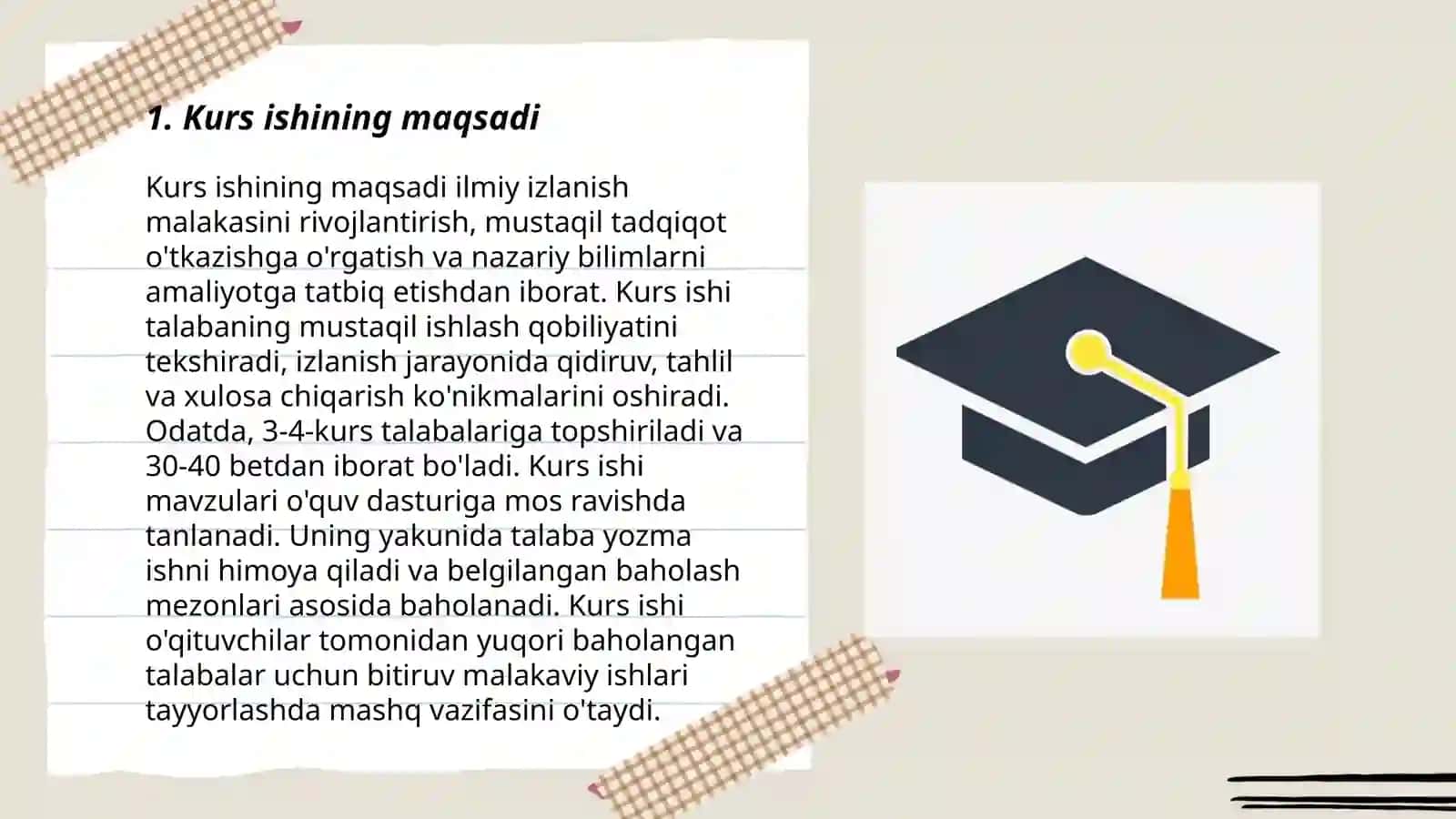 Kurs kishi. Kurs ishining tuzilishi 3