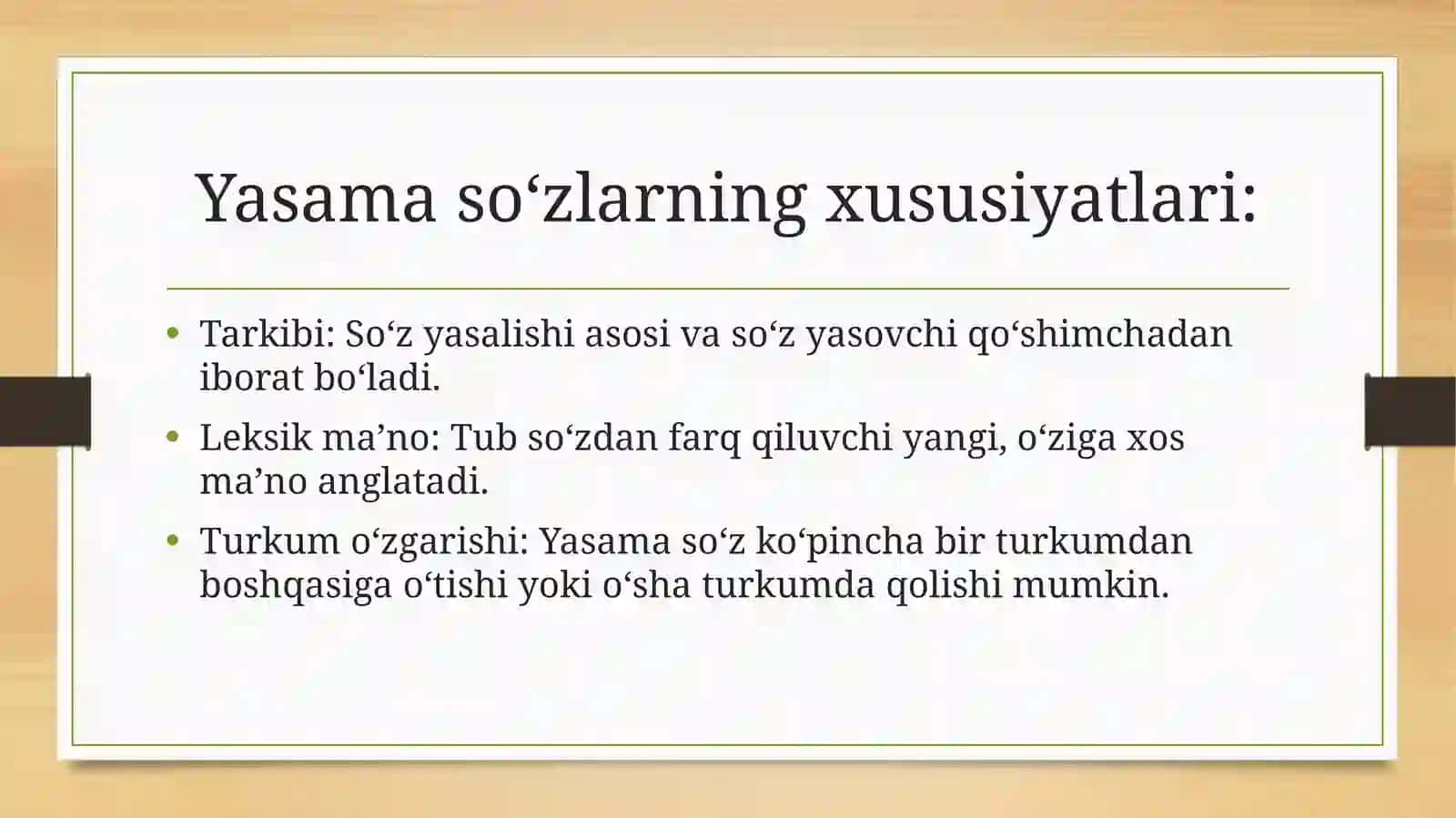 Soʻzyasalishi.Yasamasoʻzlarningxususiyatlari,tiplarivaturlari 3
