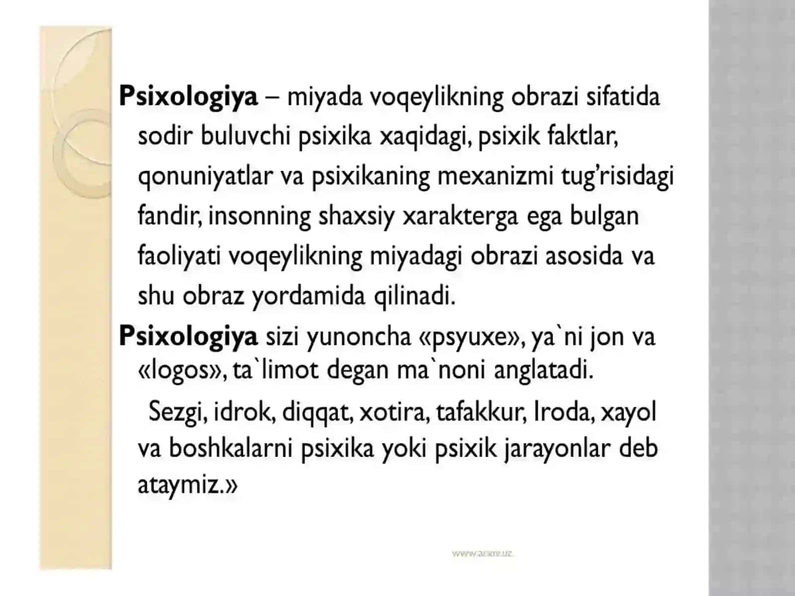 Psixologiya fanining predmeti va tarixi 3