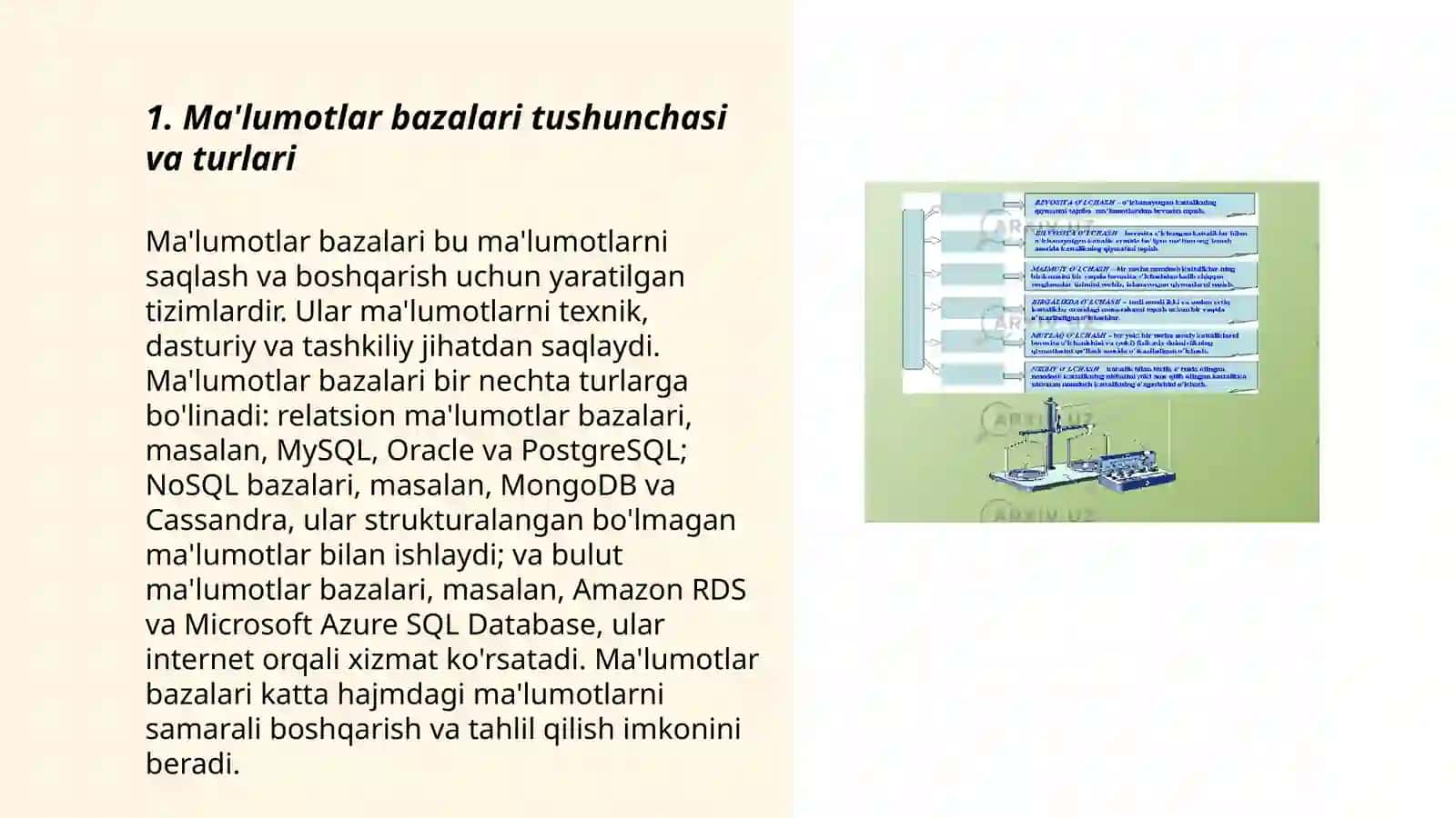 Maʼlumotlar bazalari va katta xajmdagi maʼlumotlar bilan ishlash texnologiyalari 3