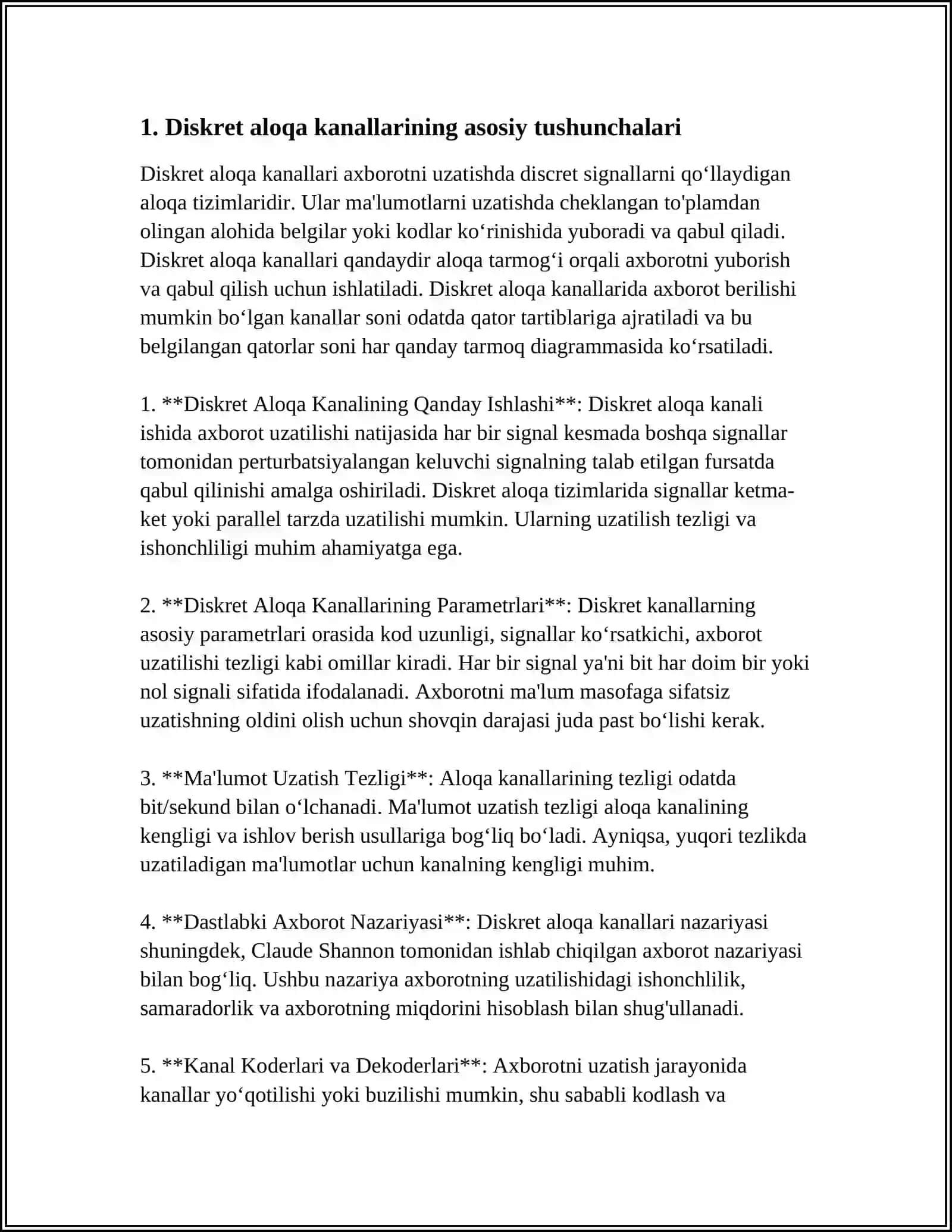 DISKRET ELEKTR ALOQA KANALLARI 3