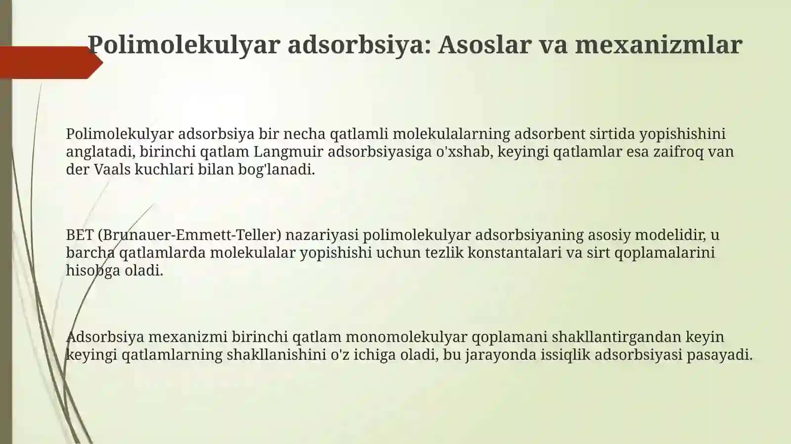 Polimolekulyar Adsorbsiya: Asoslar, Nazariyalar va Mexanizmlar 3