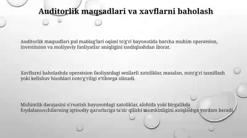 Pul oqimlari to‘g‘risidagi hisobot auditini o‘tkazish tartibi 3