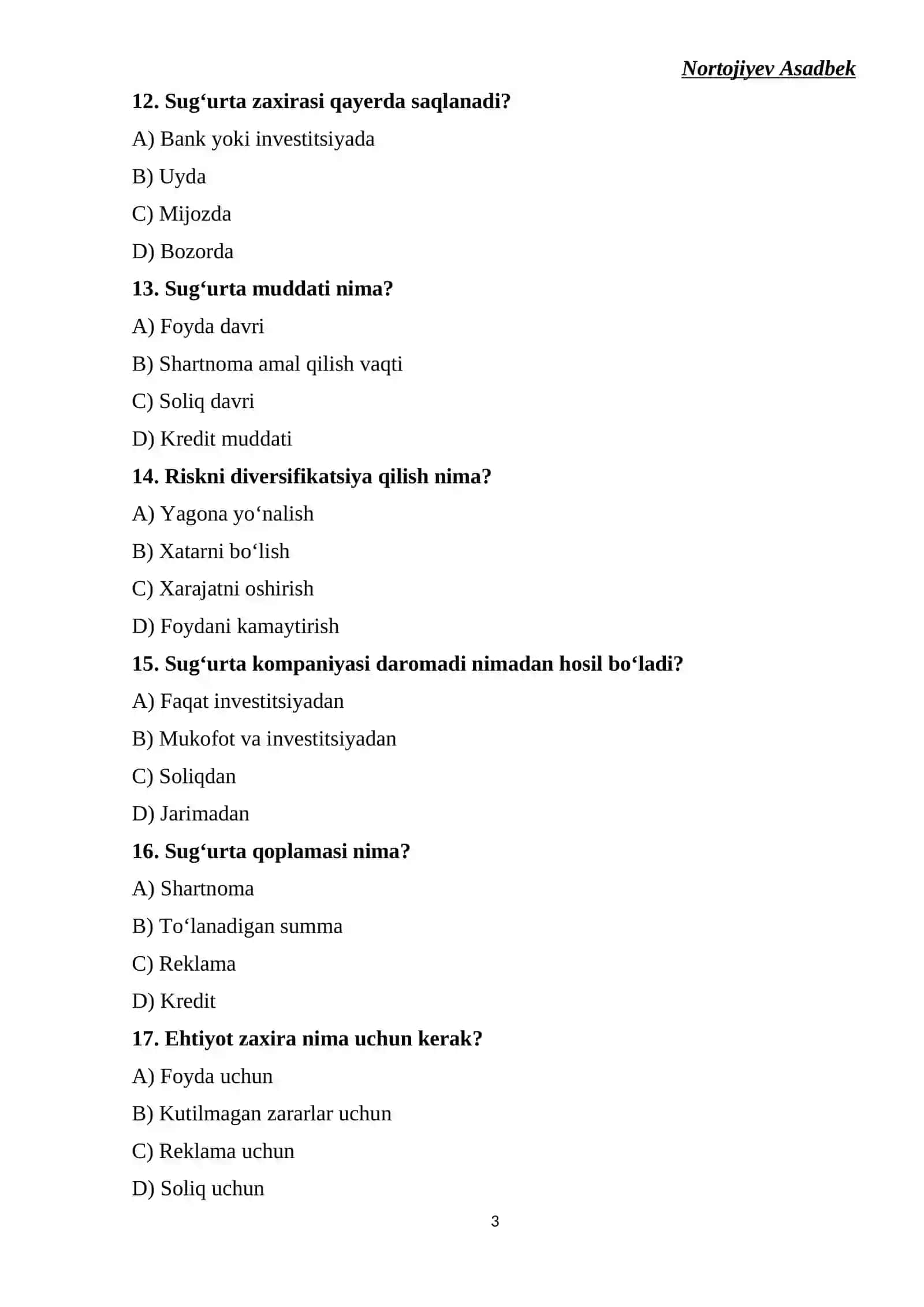 SUG'URTA ZAXIRALARIDAN FOYDALANISH BILAN BOG'LIQ ATAMA VA TUSHUNCHALAR TEST SAVOLLARI 3