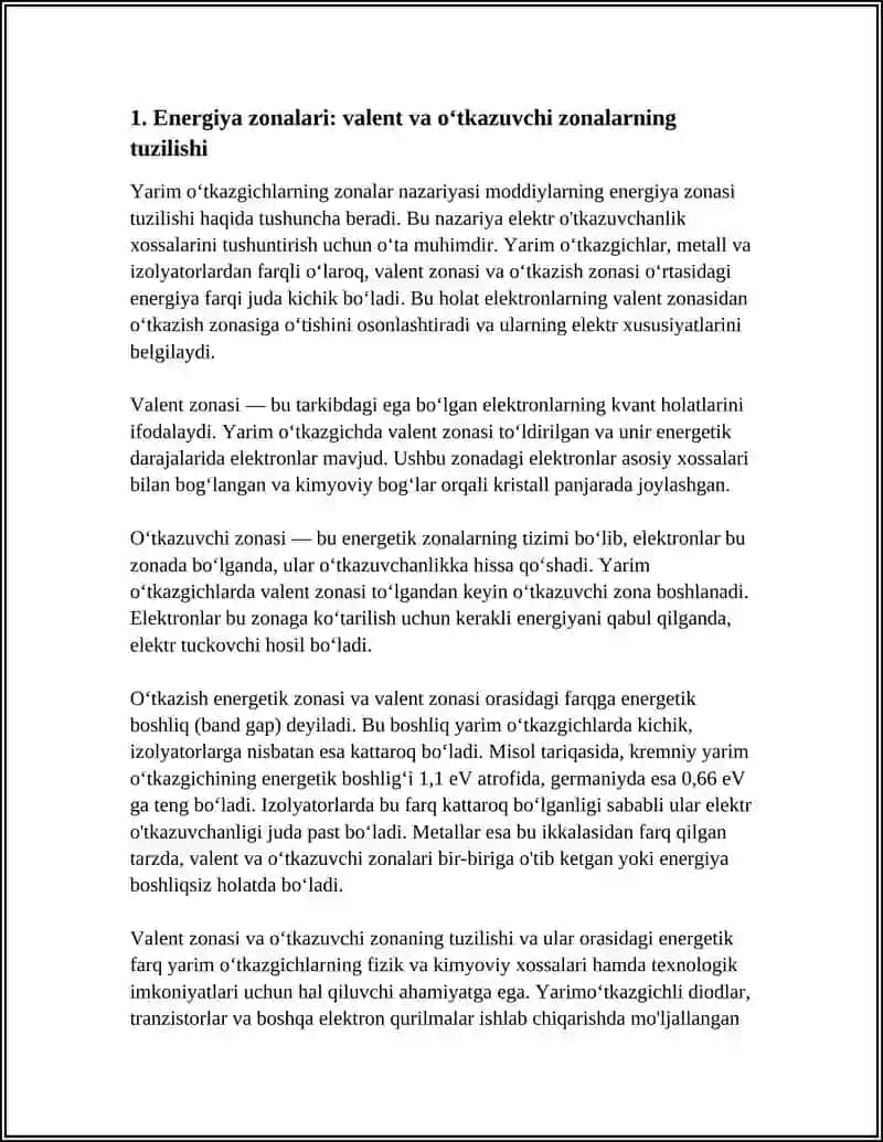 YARIMOTKAZGICHLARNING ZONALAR NAZARIYASI VA ULARNING FIZIK XUSUSIYATLARI 3