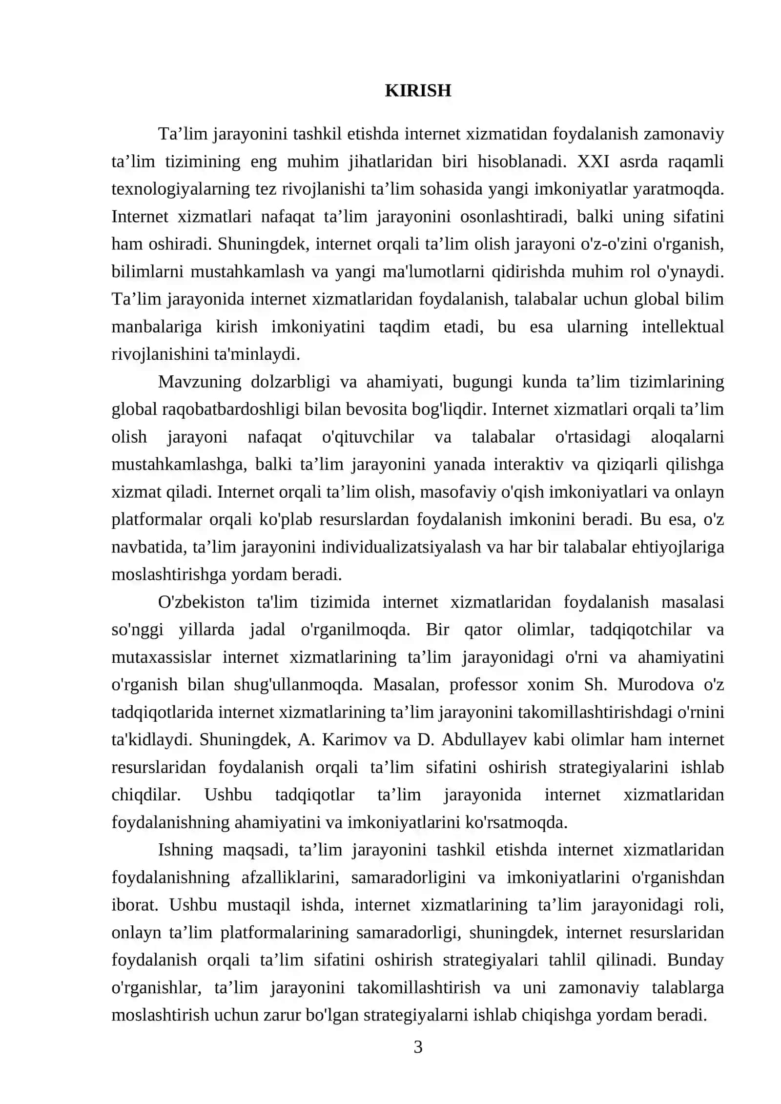 Ta’ lim jarayonini tashkil etishda internet xizmatidan foydalanish 3