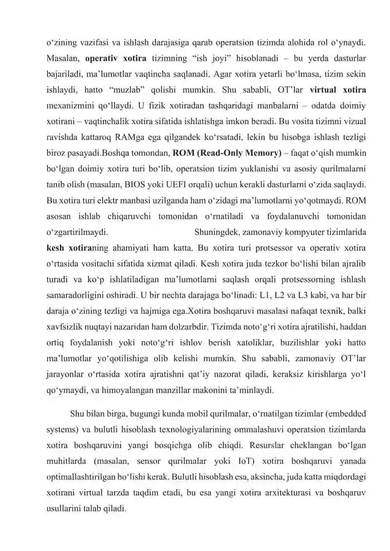 Operatsion tizimlarda xotira turlari 3