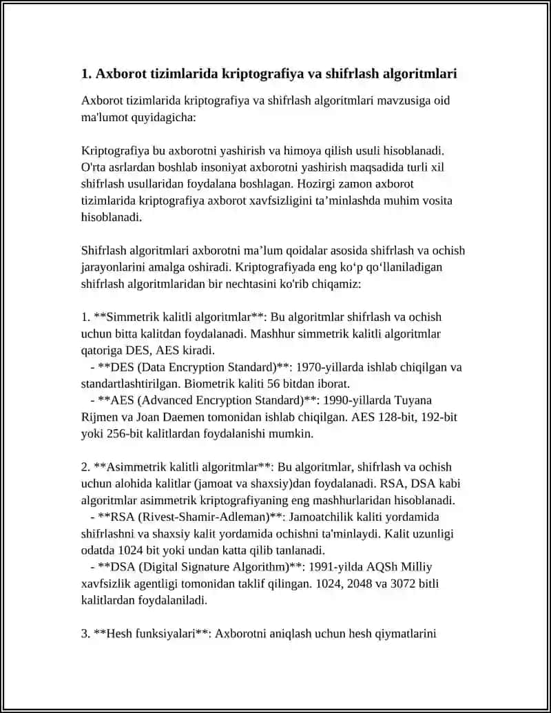 Axborot Tizimlarida Kriptografiya va Shifrlash Algoritmlari 3