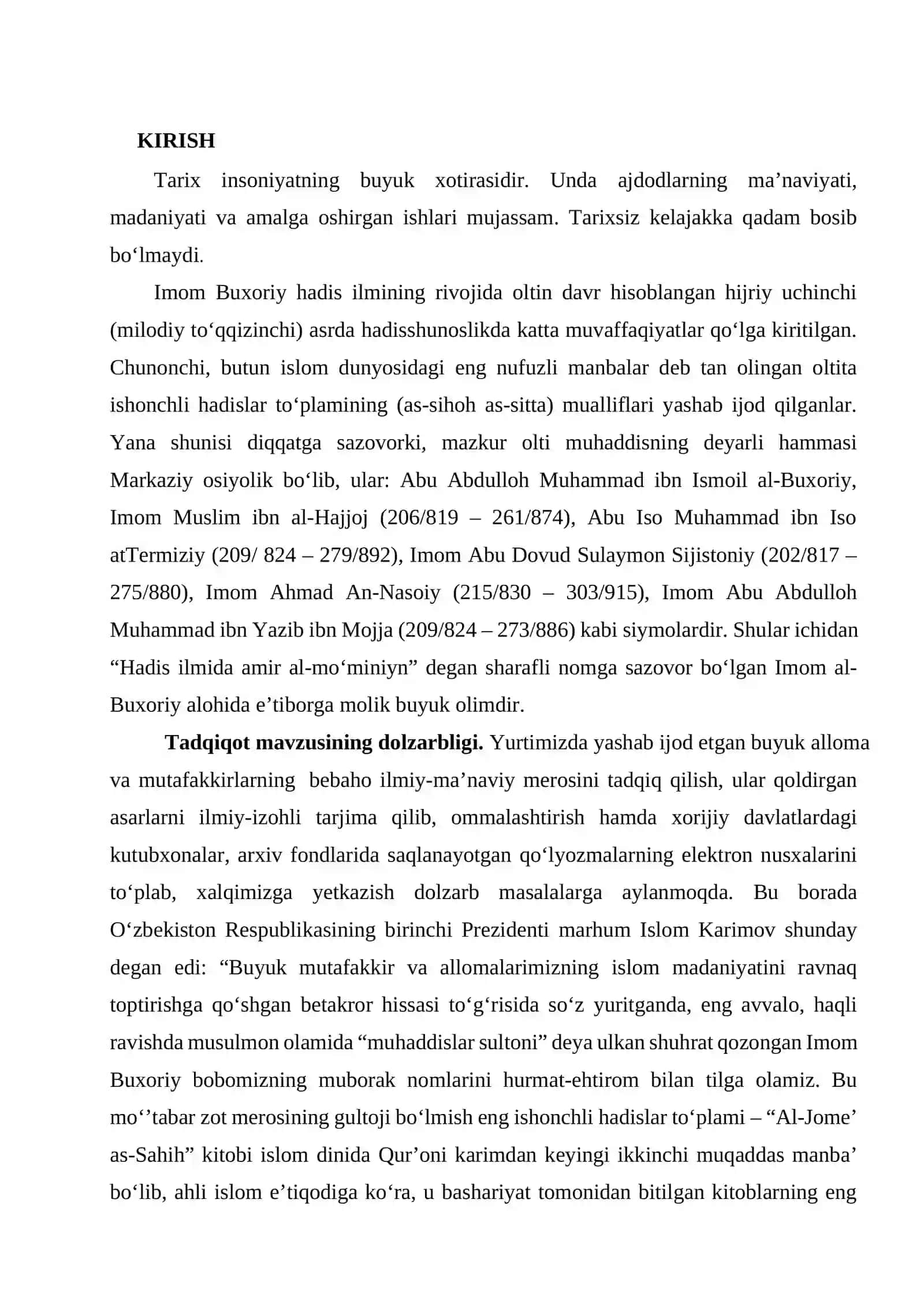 Imom Ismoil al –Buxoriy hadis ilmining sultoni 3