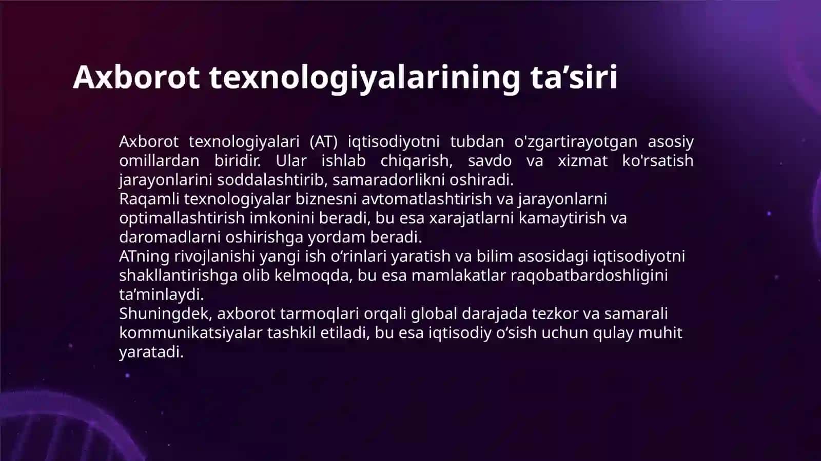 RAQAMLI IQTISODIYOTNI RIVOJLANTIRISHDA AXBOROT KOMMUNIKATSIYA TEXNOLOGIYALARINI O'RNI 3