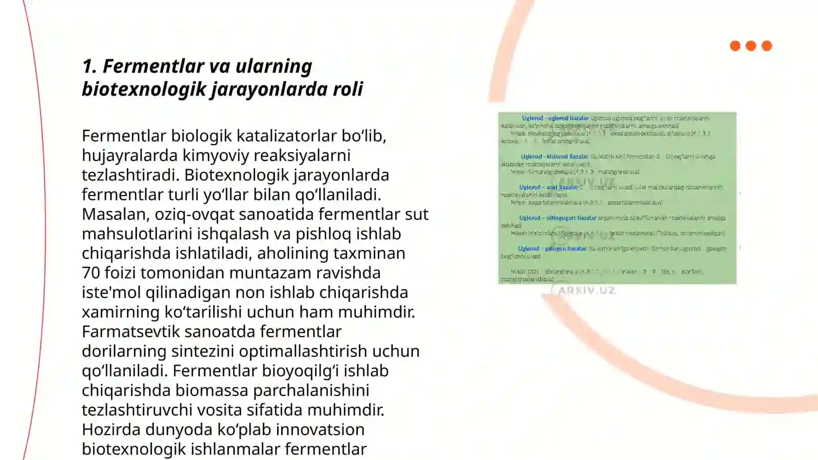Fermentlar va ularning biotexnologik jarayonlarda roli 3