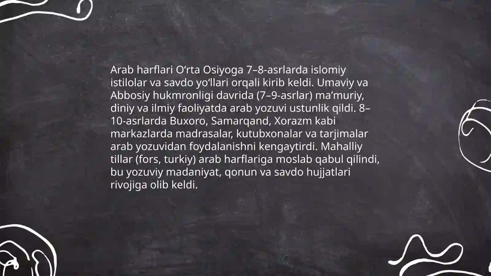 Arab harflarining Oʻrta Osiyoga kirib kelishi 3