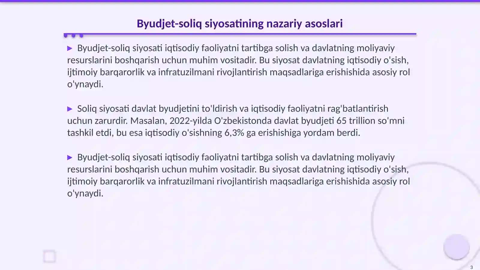 Byudjet soliq siyostining uyg’unligi 3