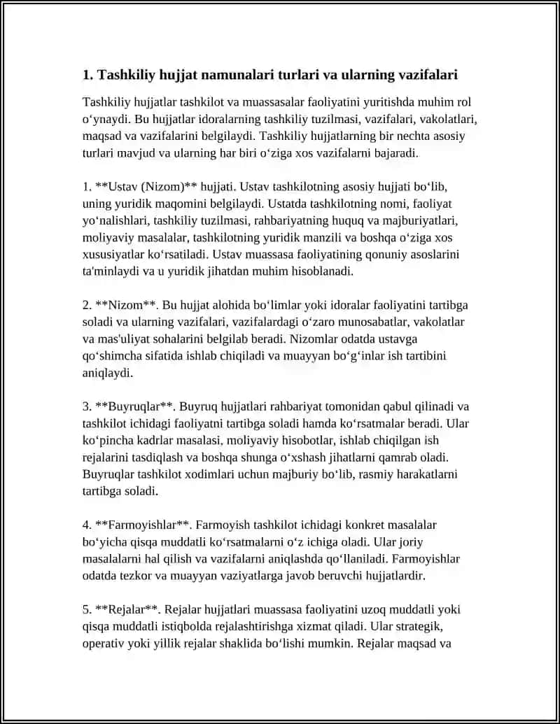 TASHKILIY HUJJAT NAMUNALARI BILAN ISHLASH 3