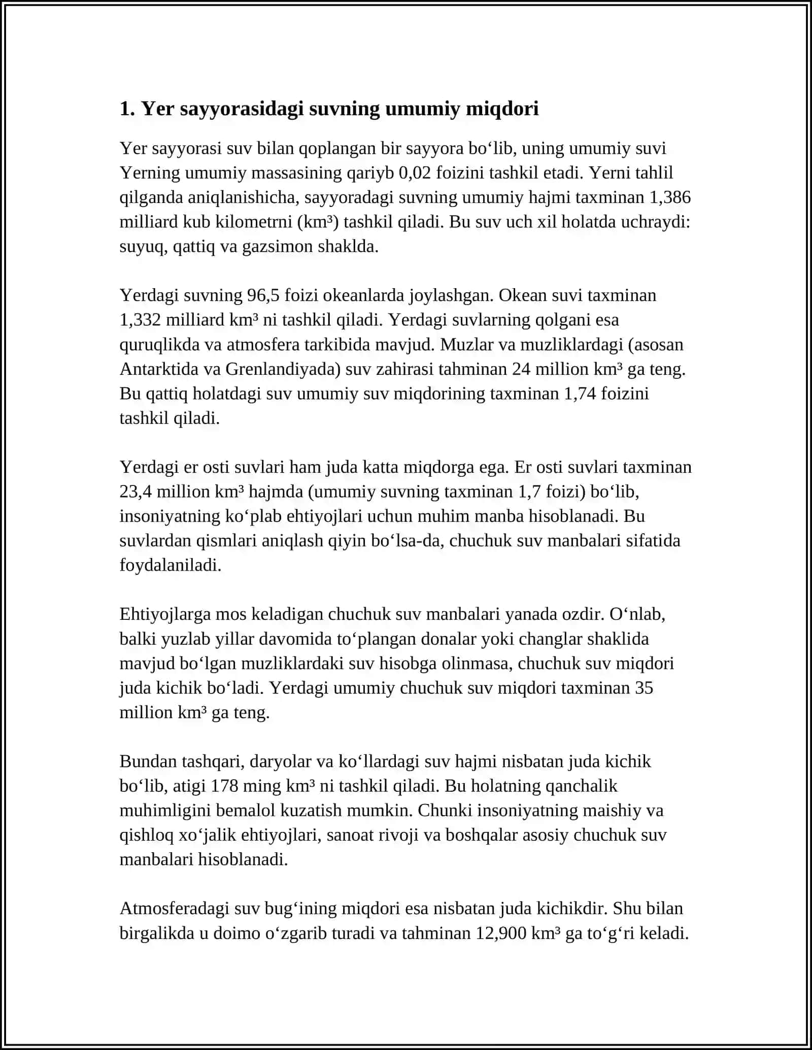 YER SAYYORASIDAGI SUV VA UNING XOSSALARI, TABIATDA AYLANISHI 3