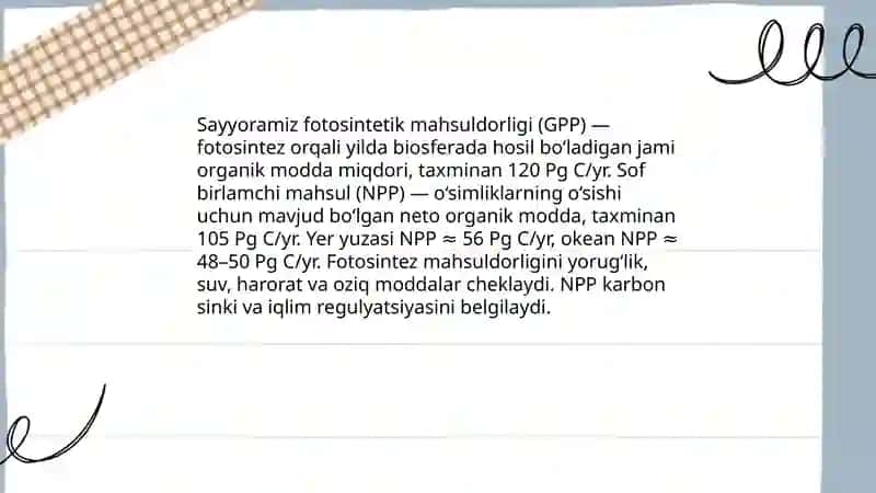 Sayyoramizning fotosintetik mahsuldorligi 3