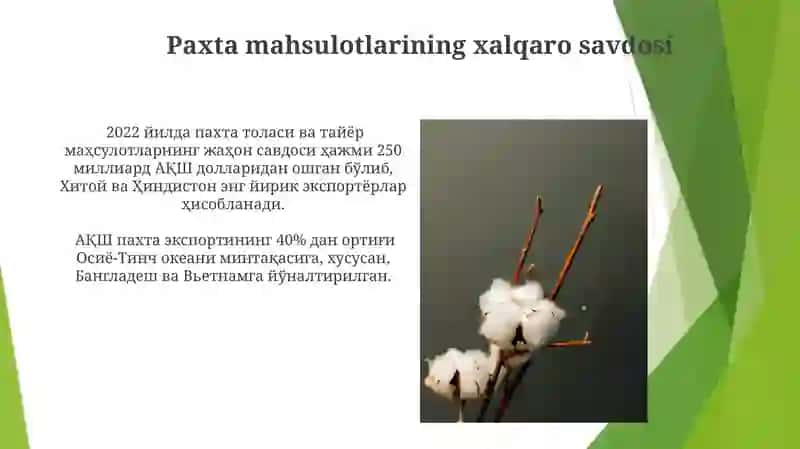 Paxta va undan olinadigan maxsulot 3
