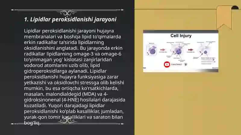 Lipidlarni peroksidlanishi va hujayra shikastlanishi patogenezidagi ahamiyati 3