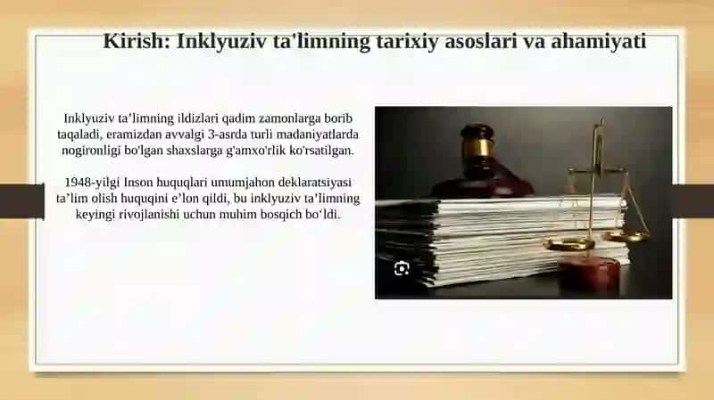 Inklyuziv ta'limning huquqiy asoslarini xalqaro hujjatlarda tahlil qilish 3