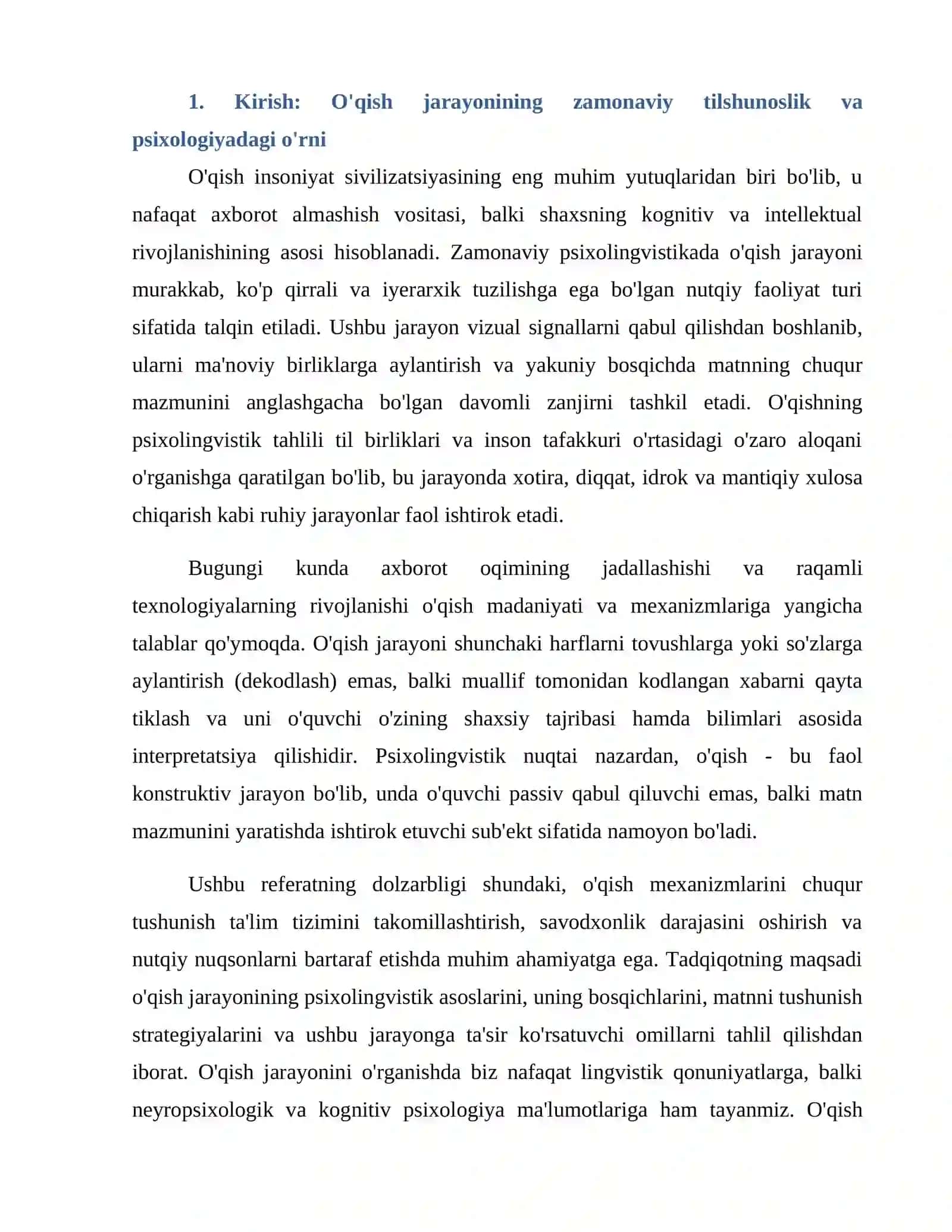 O'qish jarayonining psixolingvistik tahlili: Nazariya va amaliyot 3